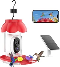 Hummingbird Feeder with Camera Solar Powered AI Identify Bird Breed,FHD 2K Video