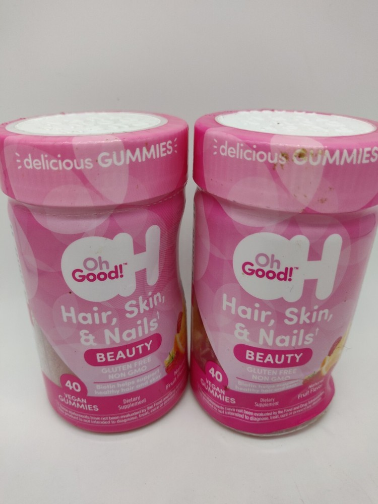 Oh Good! 80 Count Vegan Gummy Vitamins for Hair, Skin, and Nails Exp 03/2025