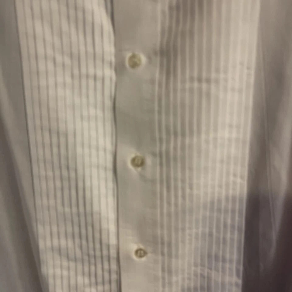 Camisa Chaplin Para Hombres Esmoquin Botón Frontal Blanca Cuello Bandado Plisado 5XL 36-37 Nueva Foto 2 de 4