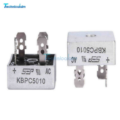 10Pcs KBPC5010 - 1000V/50A Metal Case Single Phases Diode Bridge Rectifier