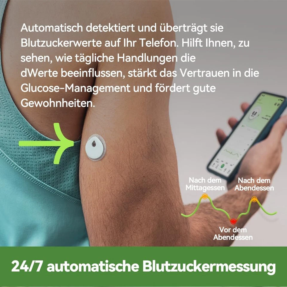 Linx Vista Kontinuierlicher Glukosemessgerät CGMblutzuckermessgerät & APP. 24... - Bild 2 von 4