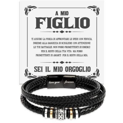 Bracciale AURORIS in vera pelle intrecciata da 5 mm con chiusura