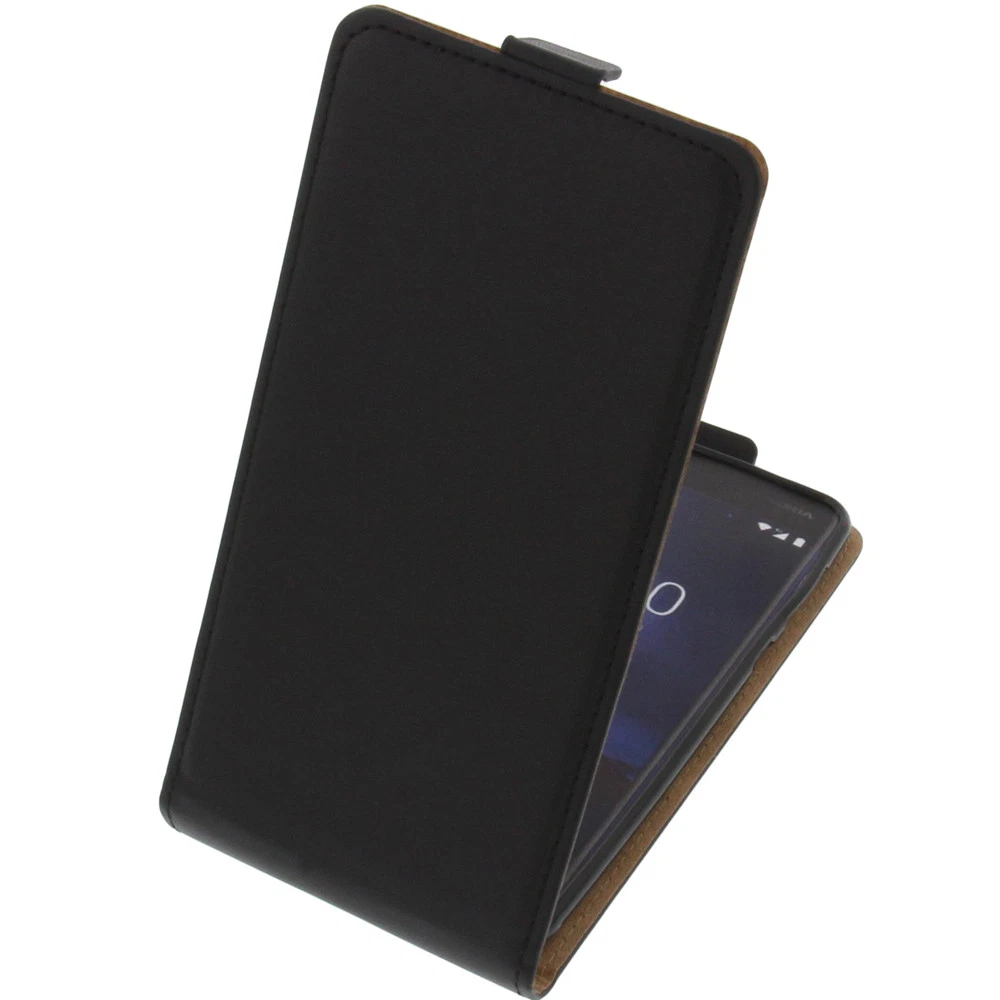 Custodia Portafoglio Per Nokia 8 In Pelle Con Chiusura Magnetica – Cover 3D Curva, Nera, Con Slot Carte E Funzione Stand