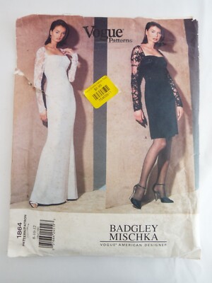 Vogue Pattern 1864 A Line Dress Badgley Mischka Pre-owned Uncut size 8,10,12