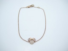 Minnie Mouse Sterling Silver Rose Gold Tone Chain Link Bracelet 7.25"