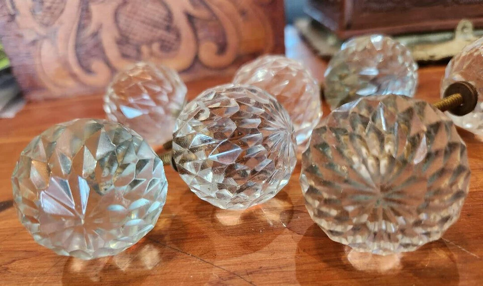 Lote de 8 botões de puxar gaveta bola de vidro vintage 1 1/2" acabamentos - Imagem 2 de 4