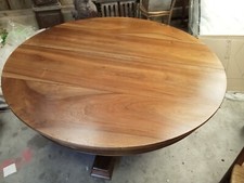 table ronde en noyée diametre 130 cm 1 allonge style louis philippe pieds centra