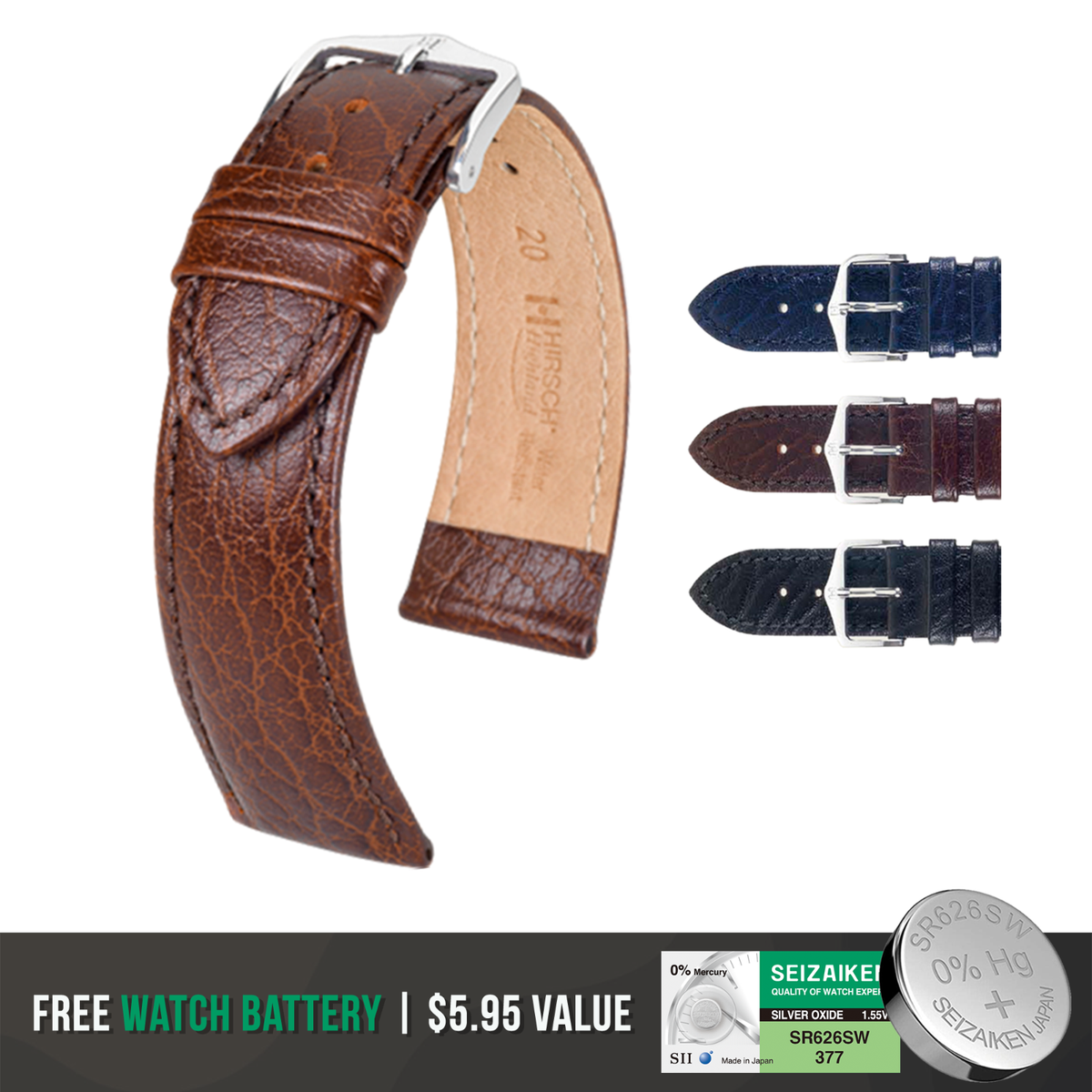 HIRSCH Highland Italian Calf Leather Watch Strap - Moisture