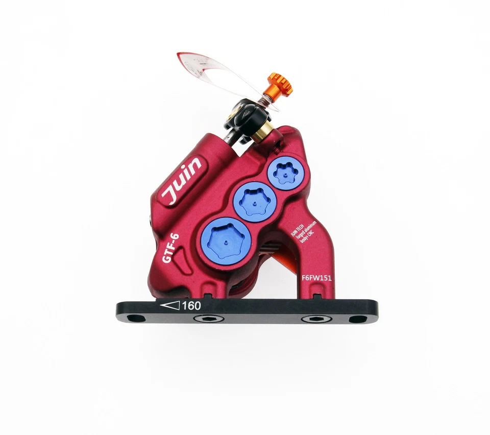 Juin Tech GTF6 Cyclocross Fahrrad 6-Kolben Hydraulischer Bremssattel Set Rot - Bild 4 von 4