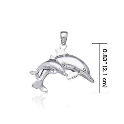Pendentif dauphin 3D en argent, 1/2 de haut + 1/4 bélière Diamant massif . 925 sterling breloque dauphin, cadeau pour elle, livraison rapide gratuite - France
