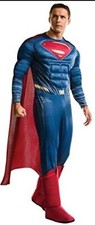 Superman Costume W/ Cape 6 Pack Abs Halloween Size XL Men's RUBIE Stained Cape