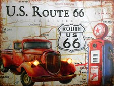 Route 66, Retro replica vintage style metal tin sign gift Garage
