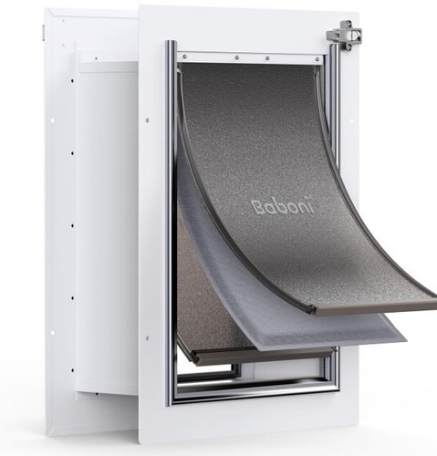Baboni 3-Flap Pet Door for Wall,Steel Frame and Telescoping Tunnel