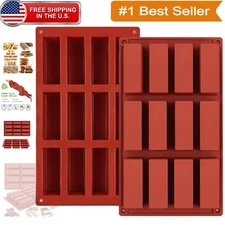 Non-Stick 12-Cavity Granola Bar Mold Set for Healthy Baking - 100% Food Grade