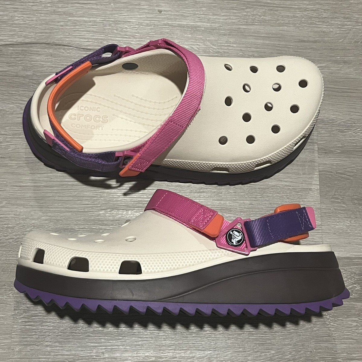 CROCS Classic Hiker Clog Stucco Purple Unisex Sandal Pink Belt SZ 11