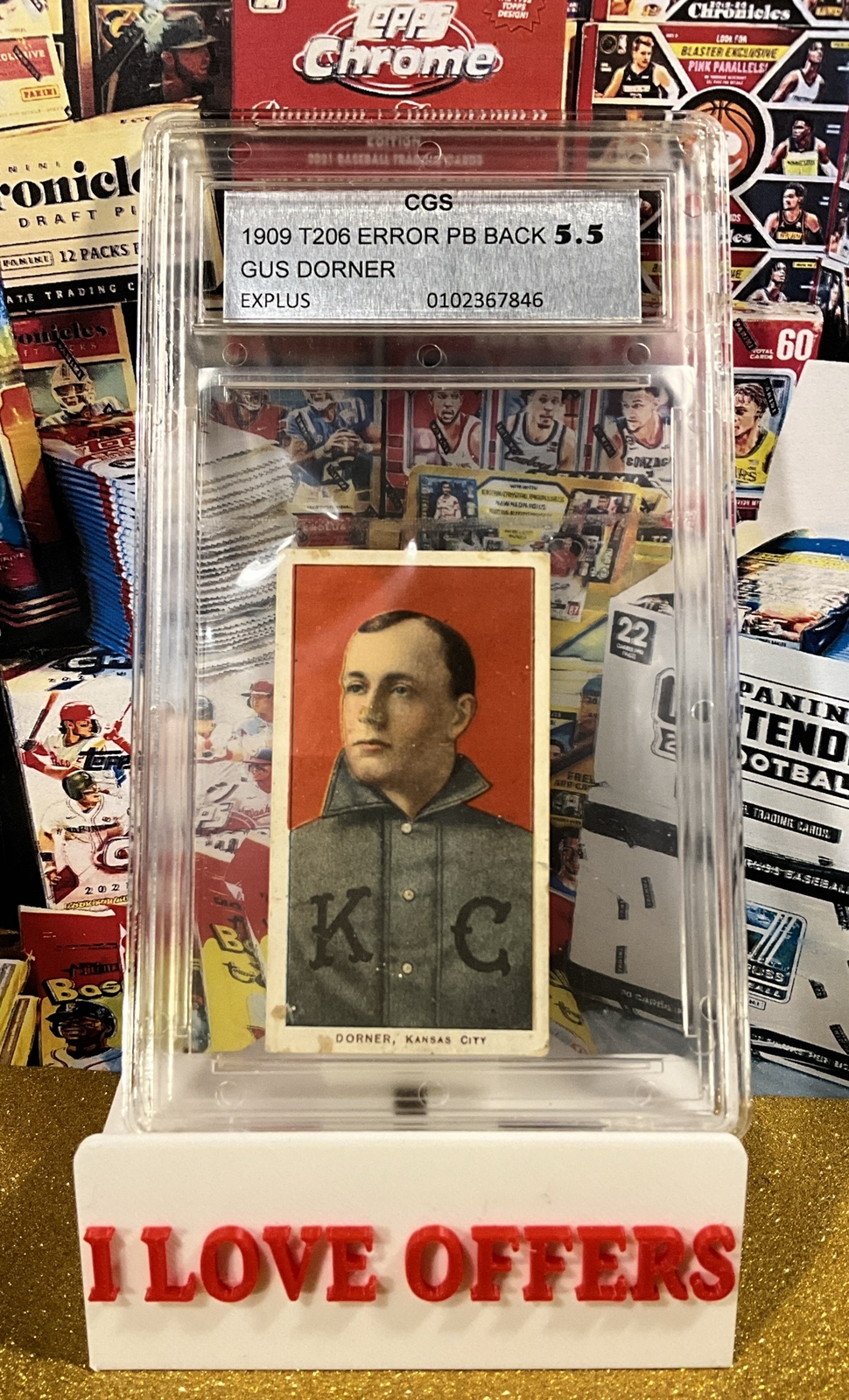 1909 11 T206 GUS DORNER DOUBLE GHOST FACE POLAR BEAR BACK CGS 5.5 WCG GD READ