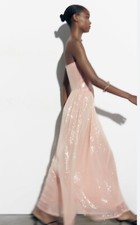 Zara sequin midi strapless dress new tags S viral