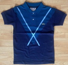 Image of Kid's Lacoste Navy and Blue T-Shirt: Size 8/9 Years, Collared and Short Sleeves
