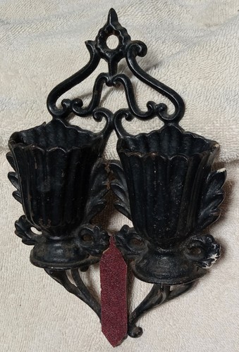 Antike viktorianische Gusseisen Doppelurne Streichholz Safe Wandtasche patentiert 1867 - Bild 2 von 11