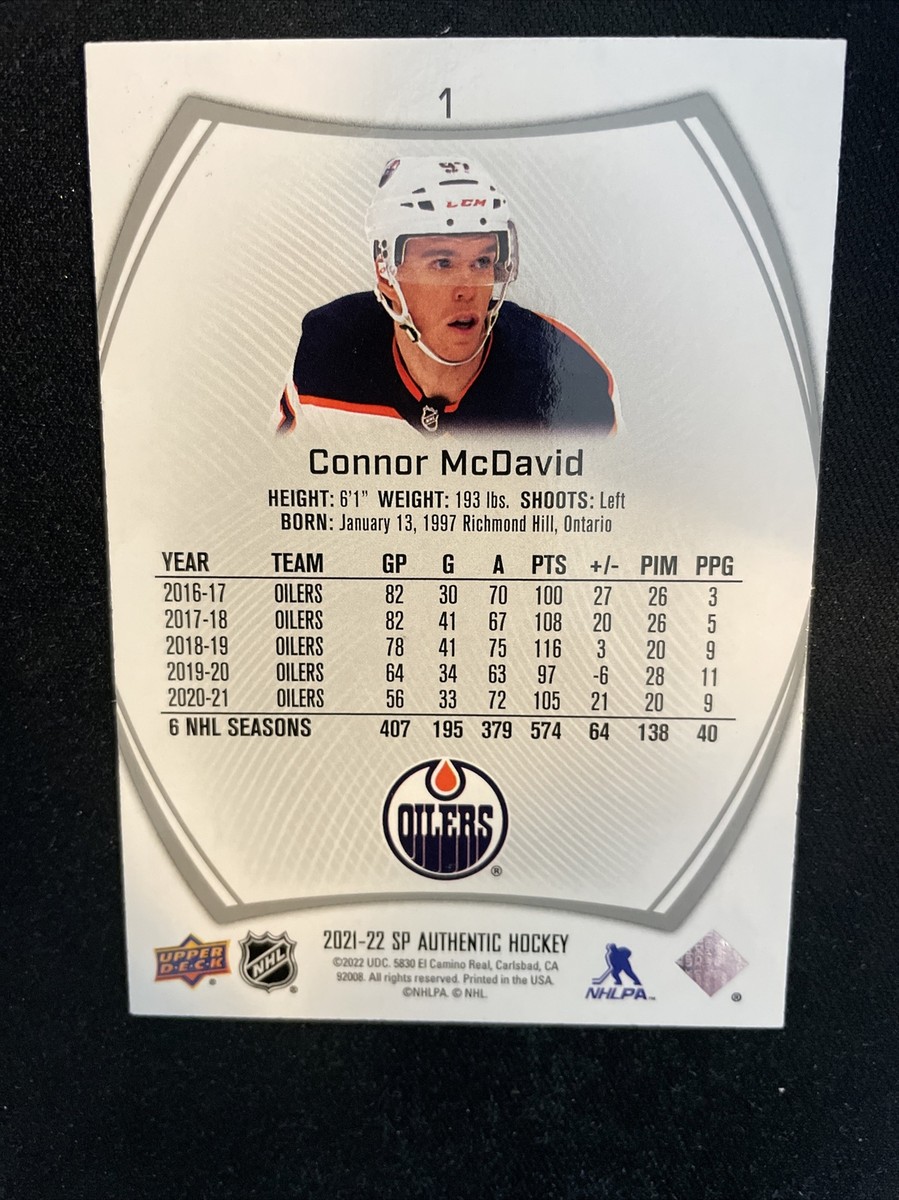 21-22 UD SP Authentic Hockey 1 Connor McDavid | eBay