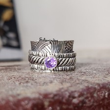 Amethyst Spinner band ring 925 Sterling Silver Women Jewelry All Size Ring