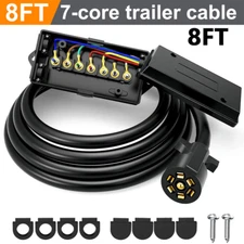 4ft 8ft Trailer Cord 7 Way Plug 7-Pole Inline Junction Box Wiring Harness Kit