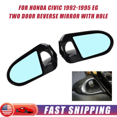 2XCarbon Fiber Manual Adjustable Side Mirrors For 92-95 Honda Civic EG 2DR Sport