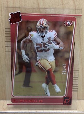 2021 Clearly Donruss Eli Mitchell Red Rated Rookie RC /49 #97 49ers Color Match