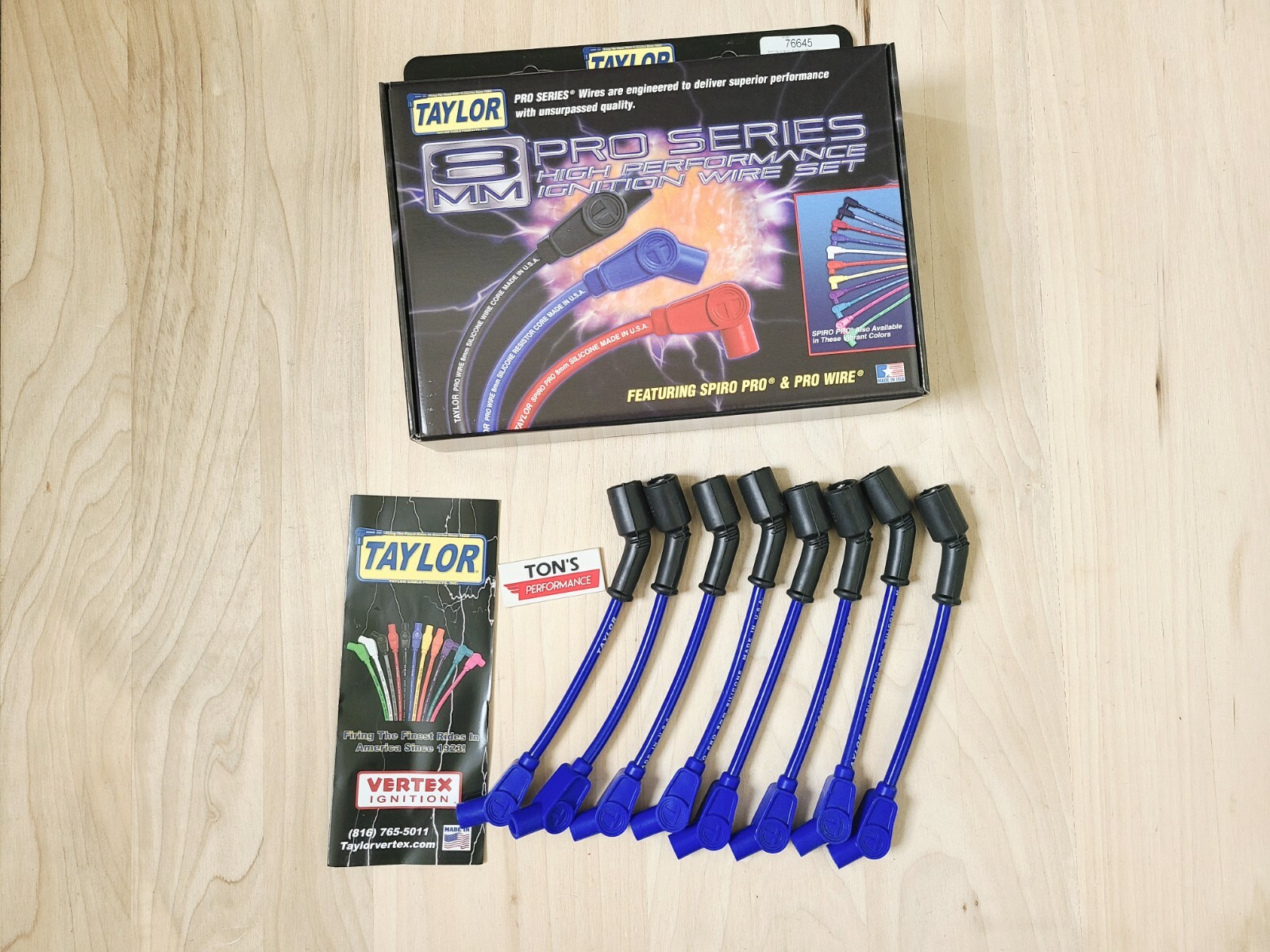 Ls Spark Plug Wires Taylor Cable 79614 Spiro-Pro Blue Spark Plug