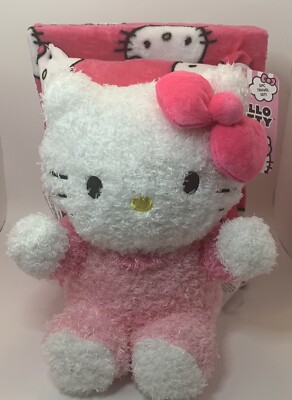 Hello Kitty Pink Blanket, Pillow, Plush Travel Kit Set 3 Pcs, New