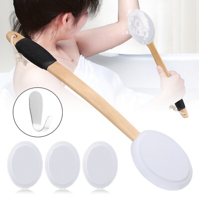 Long Handle Lotion Applicator Back Body Massager Bath Brush Tanning Skin Cream