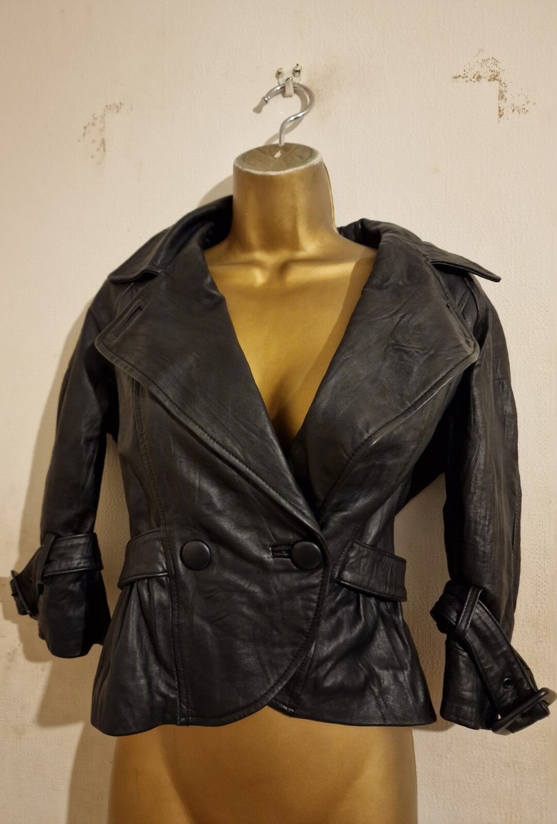 Black Frill Ruffle Peplum Cuff Biker Edgy Sexy Unique Vintage Crop