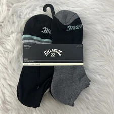 Billabong mens NWT Low cut Socks Black White Teal 5 pairs 6-12