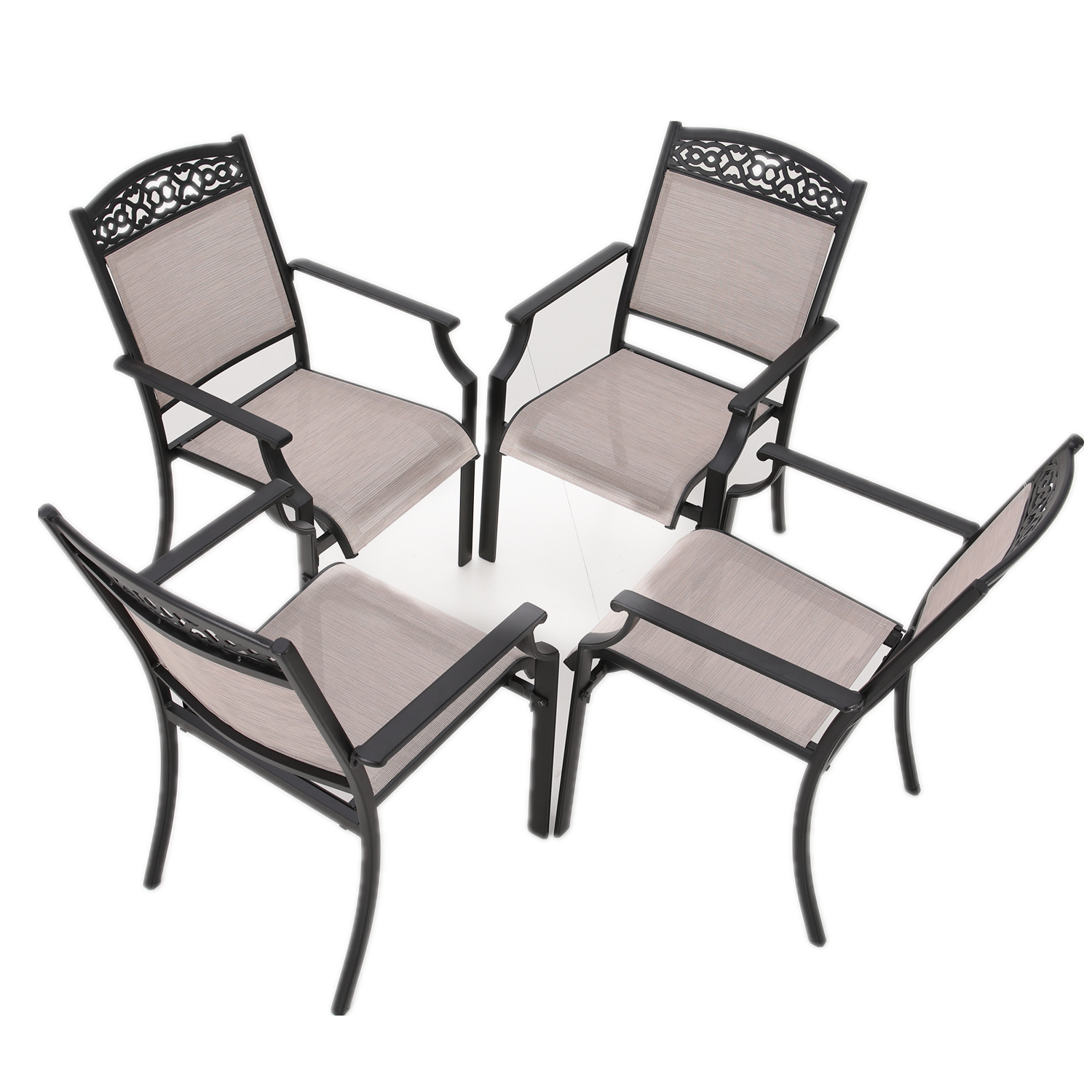 Outdoor Dining Chair Set of 4 Cast Aluminum Stackable Patio Chairs for