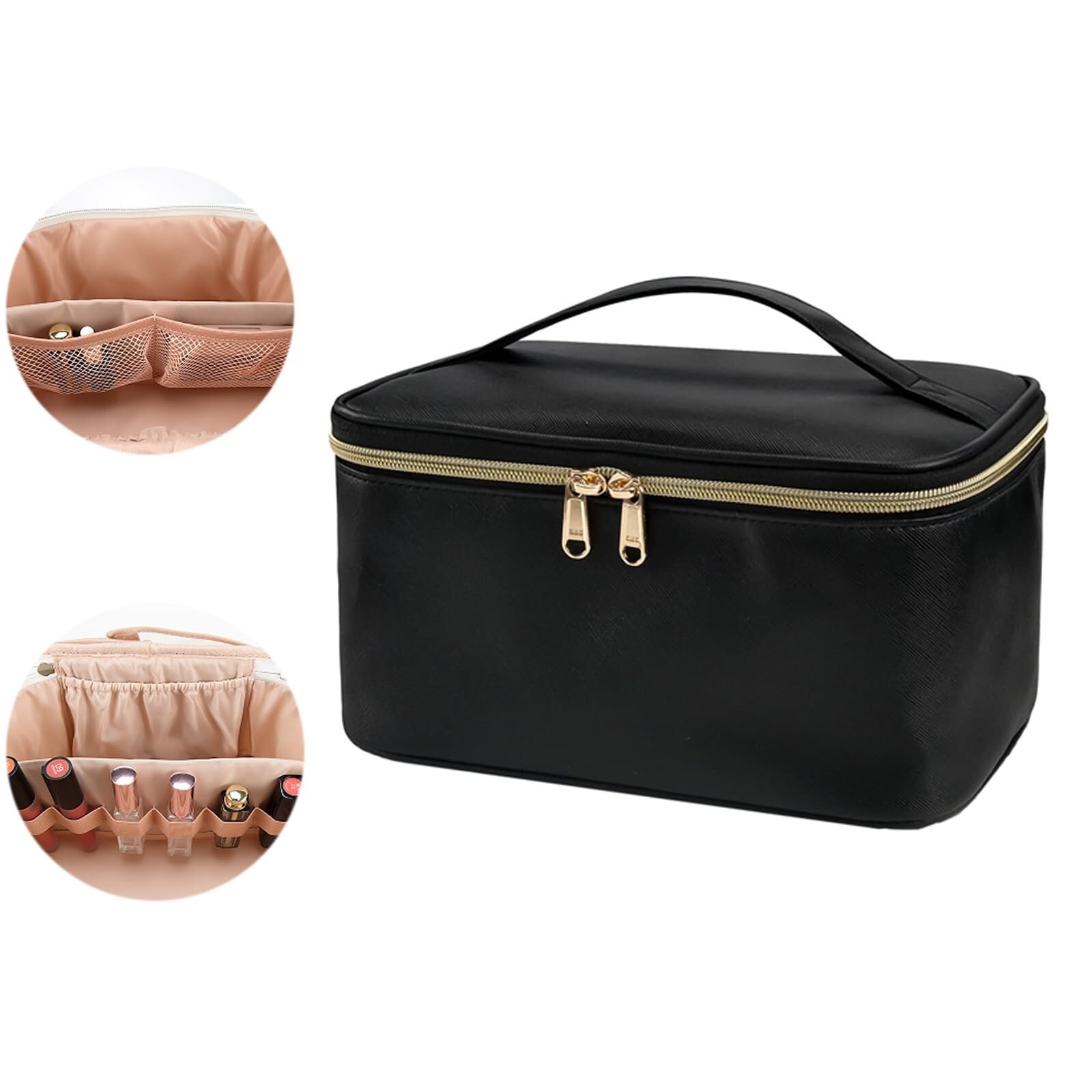 Waterproof Travel Makeup Bag with Brush Organizer Portable Cosmetic Case
