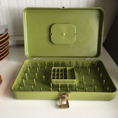 Vintage Wil-Hold Wilson Mfg Sewing Thread and Bobbin Case Avocado Green 