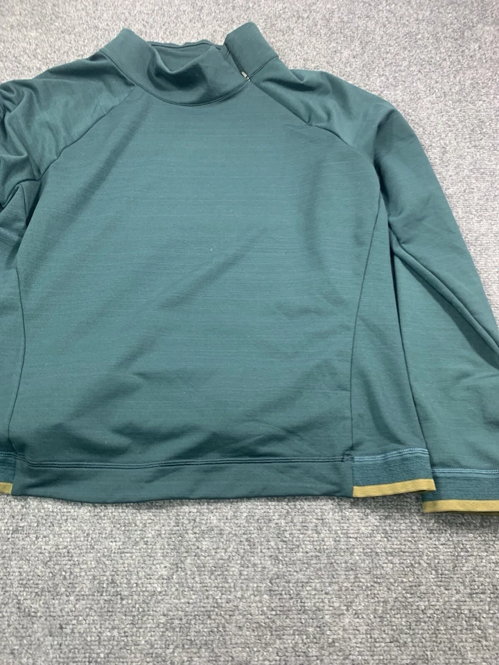 Suéter REI Mujer XL Verde Manga Larga Pullover Cuello Alto Cremallera Foto 3 de 4