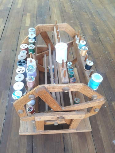 Excellent Antique Mission Oak Country Store Display Spool Sewing Thread Carousel - Picture 12 of 15