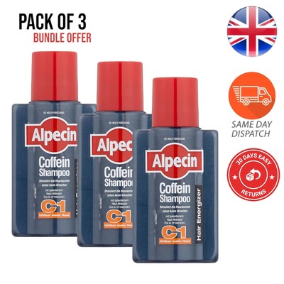 Alpecin C1 Coffein Shampoo, 75 ml (3er Pack) Best Hair Growth Men Shampoo UK