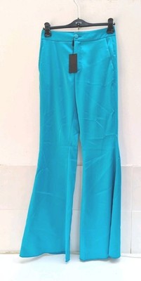Philipp Plein Trousers Trousers Satin Flare Trousers Turquoise Small rrp £600.