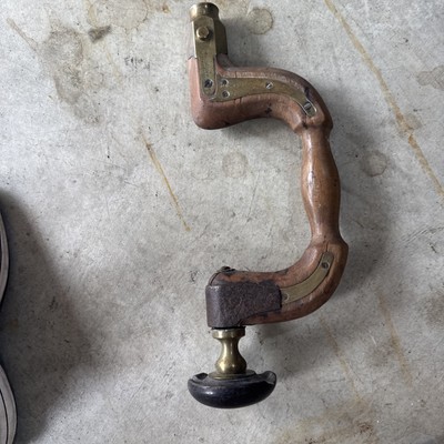Antique The Mechanics Henry Brown Brass Plated Wood Brace Sheffield Push Button