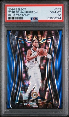 2024 PANINI SELECT #342 TYRESE HALIBURTON BLUE TECTONIC /99 PSA 10💎 POP 1