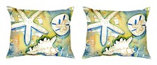 Pair of Betsy Drake Beach Treasures No Cord Pillows 16 Inch X 20 Inch