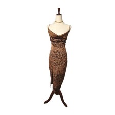 Pretty Little Thing Sleeveless Cheetah Print Bodycon Dress Women US Sz 0/UK Sz 4