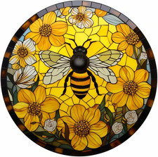 DIY Stamped Cross Stitch Kit - Yellow Bee Flowers - Modern Floral Design - 27X27