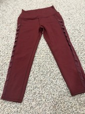 Alo Women  s Sz Small Leggings Yoga Cropped Mesh Panel Sides Activewear