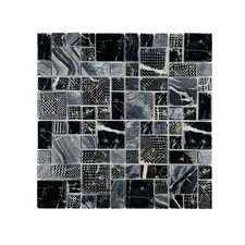 Black Cream Glass Stone Mosaic Tile Marble Look Glass Stone Mosaic Tile