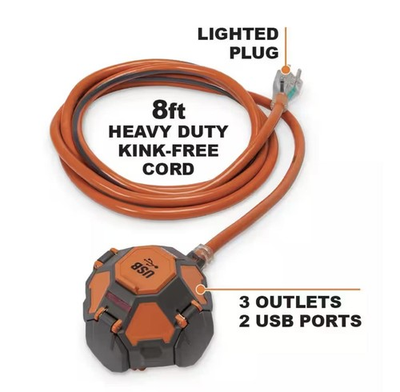 #ad RIDGID 3 Outlet Power Ball Extension Cord Plus USB $14.99