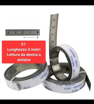 1 roll of 3 meters stainless ruler adhesive wall work 13mm T-track (Spediz.Este