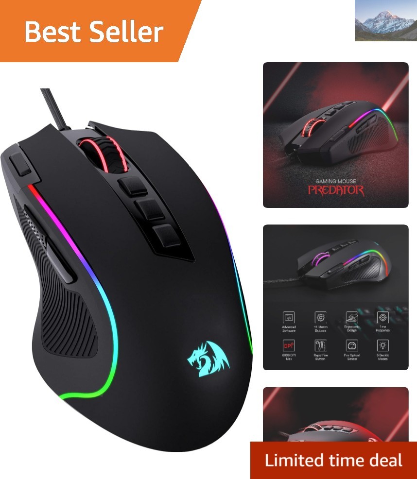 Experience Precision with M612 Predator RGB Gaming Mouse - Macro Buttons & More